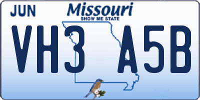 MO license plate VH3A5B