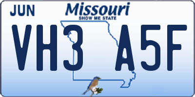 MO license plate VH3A5F