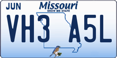 MO license plate VH3A5L