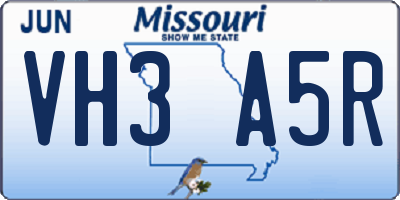 MO license plate VH3A5R