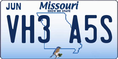 MO license plate VH3A5S