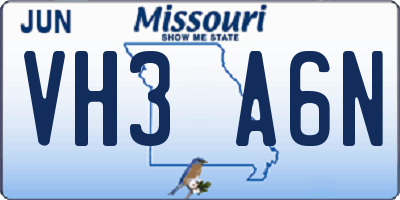MO license plate VH3A6N