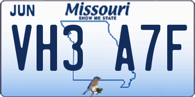 MO license plate VH3A7F