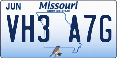 MO license plate VH3A7G