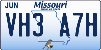 MO license plate VH3A7H