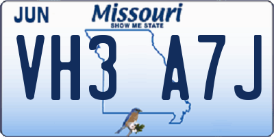MO license plate VH3A7J