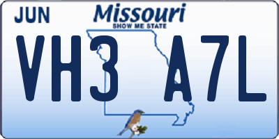 MO license plate VH3A7L