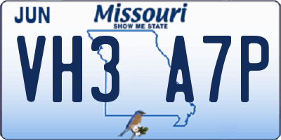 MO license plate VH3A7P