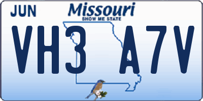 MO license plate VH3A7V
