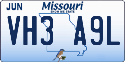 MO license plate VH3A9L