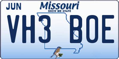 MO license plate VH3B0E