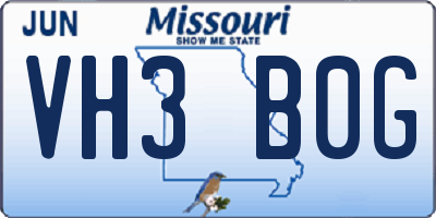 MO license plate VH3B0G