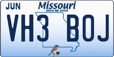 MO license plate VH3B0J