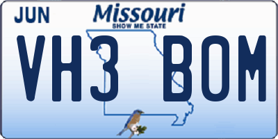 MO license plate VH3B0M