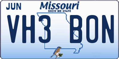 MO license plate VH3B0N