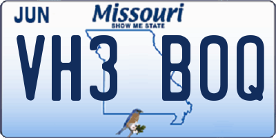 MO license plate VH3B0Q