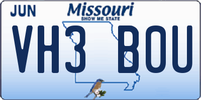 MO license plate VH3B0U