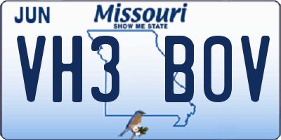 MO license plate VH3B0V