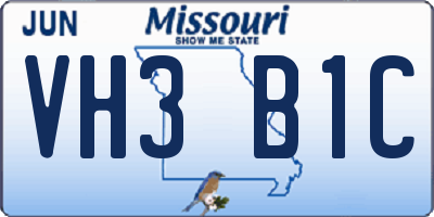 MO license plate VH3B1C