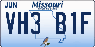 MO license plate VH3B1F