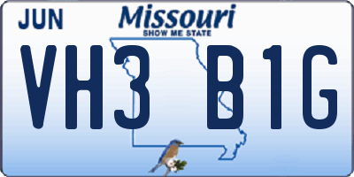 MO license plate VH3B1G