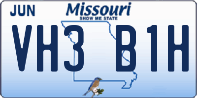 MO license plate VH3B1H