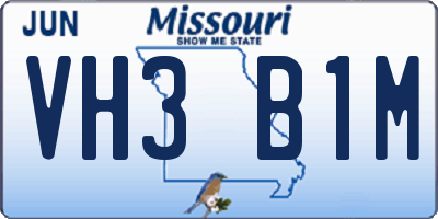 MO license plate VH3B1M