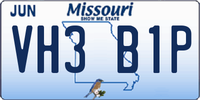 MO license plate VH3B1P