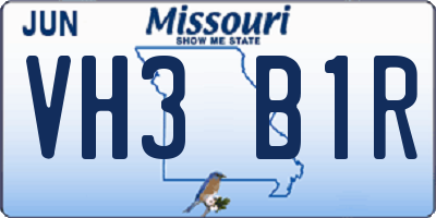 MO license plate VH3B1R