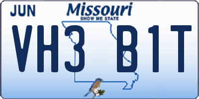 MO license plate VH3B1T