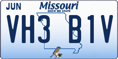 MO license plate VH3B1V
