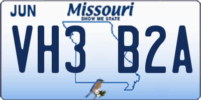MO license plate VH3B2A