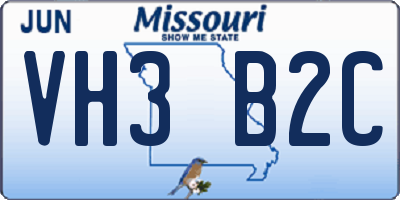 MO license plate VH3B2C