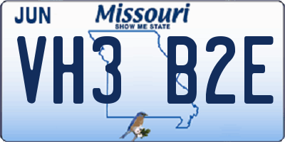 MO license plate VH3B2E