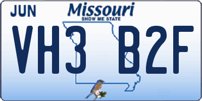 MO license plate VH3B2F
