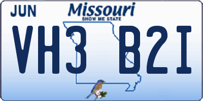 MO license plate VH3B2I