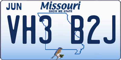 MO license plate VH3B2J