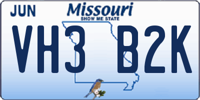 MO license plate VH3B2K