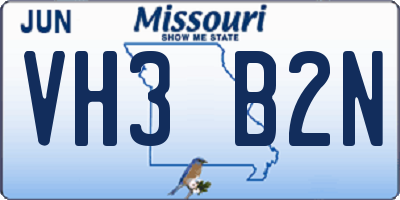 MO license plate VH3B2N