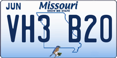 MO license plate VH3B2O
