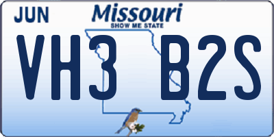 MO license plate VH3B2S