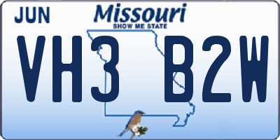 MO license plate VH3B2W