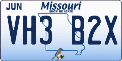 MO license plate VH3B2X
