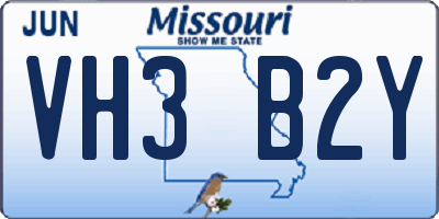 MO license plate VH3B2Y
