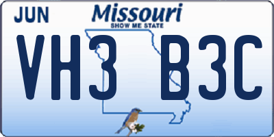 MO license plate VH3B3C