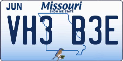 MO license plate VH3B3E