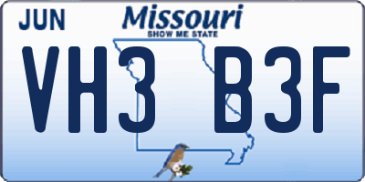 MO license plate VH3B3F