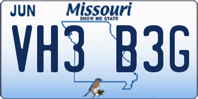 MO license plate VH3B3G