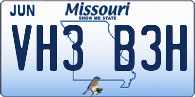 MO license plate VH3B3H