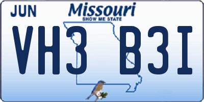MO license plate VH3B3I
